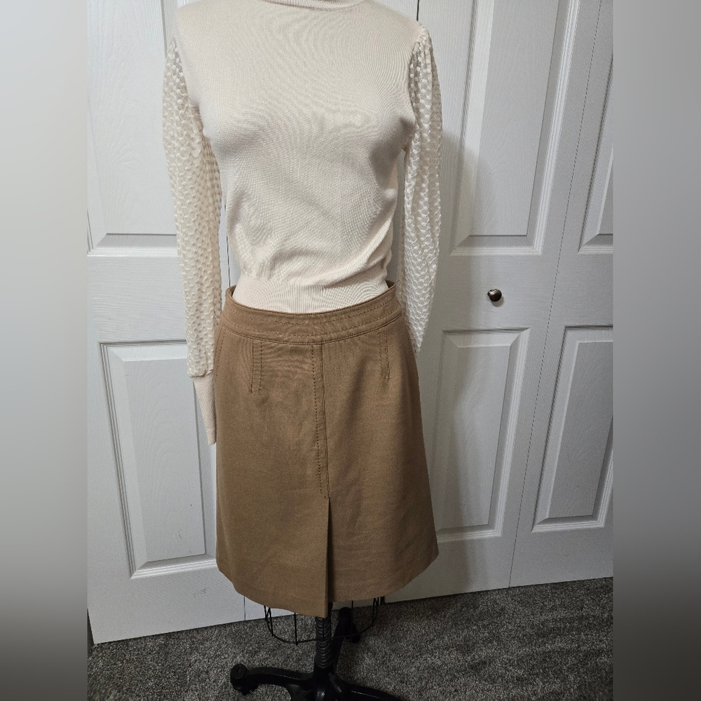Ann Taylor Cream Top and Tan Skirt Set